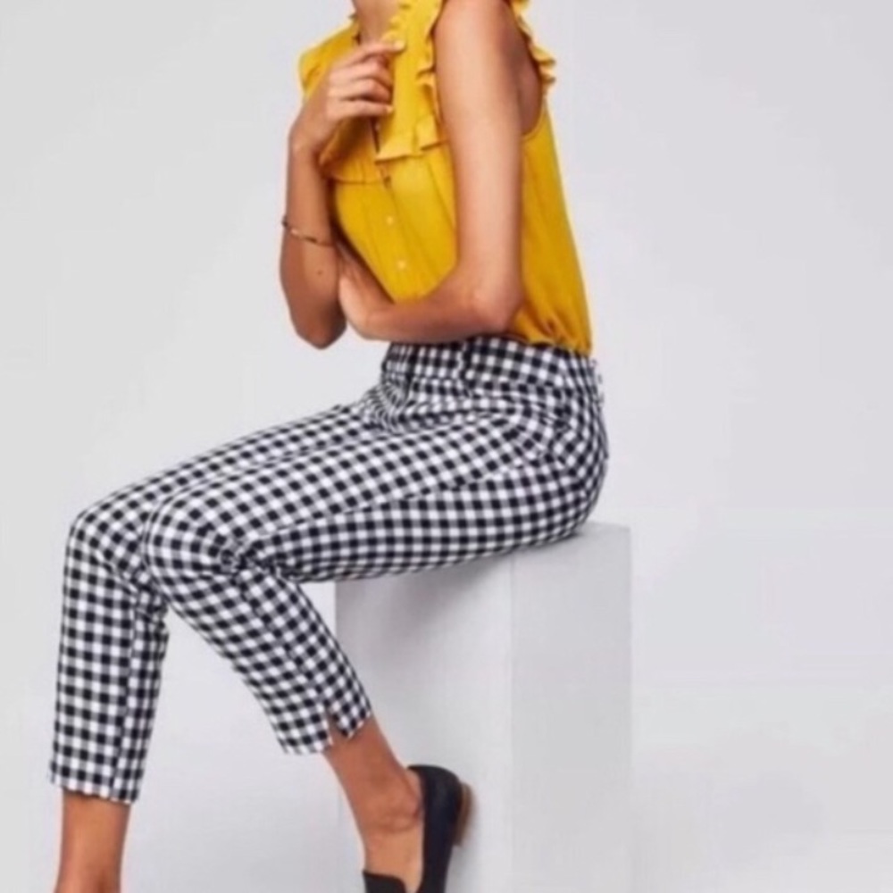 LOFT Marisa Straight Gingham Ankle Pants